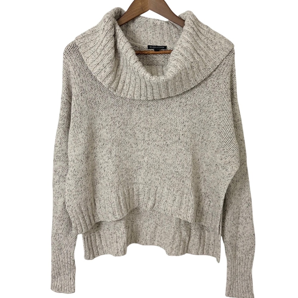 Eileen Fisher Cowl Neck Sweater Women S Beige Marled Quiet Lux Capsule Minimal